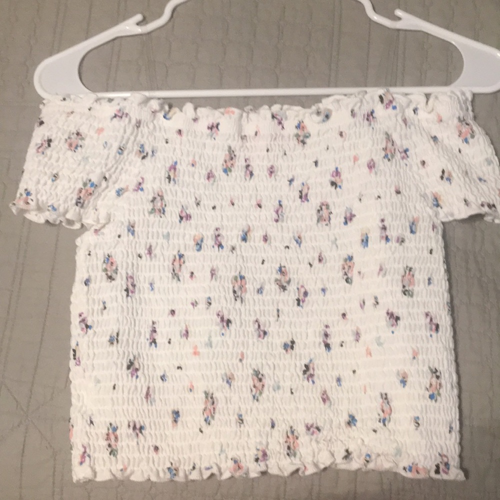 White floral off the shoulder top